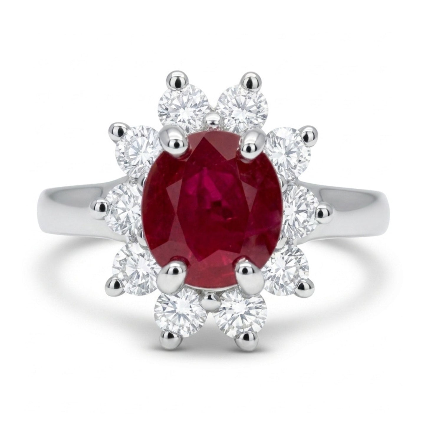 14K 1.07ct Oval Burma Ruby 0.52cttw VS White Diamonds Ring