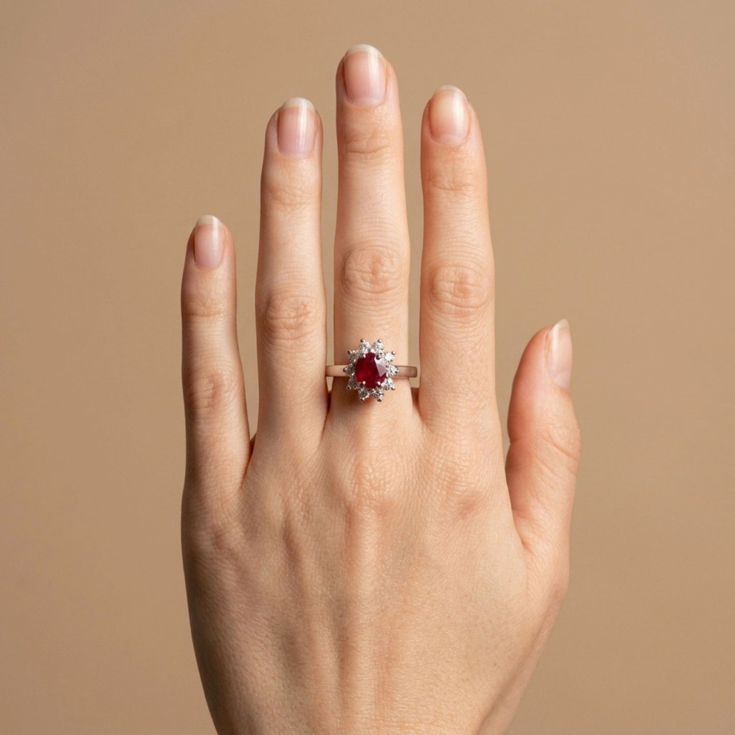 14K 1.07ct Oval Burma Ruby 0.52cttw VS White Diamonds Ring