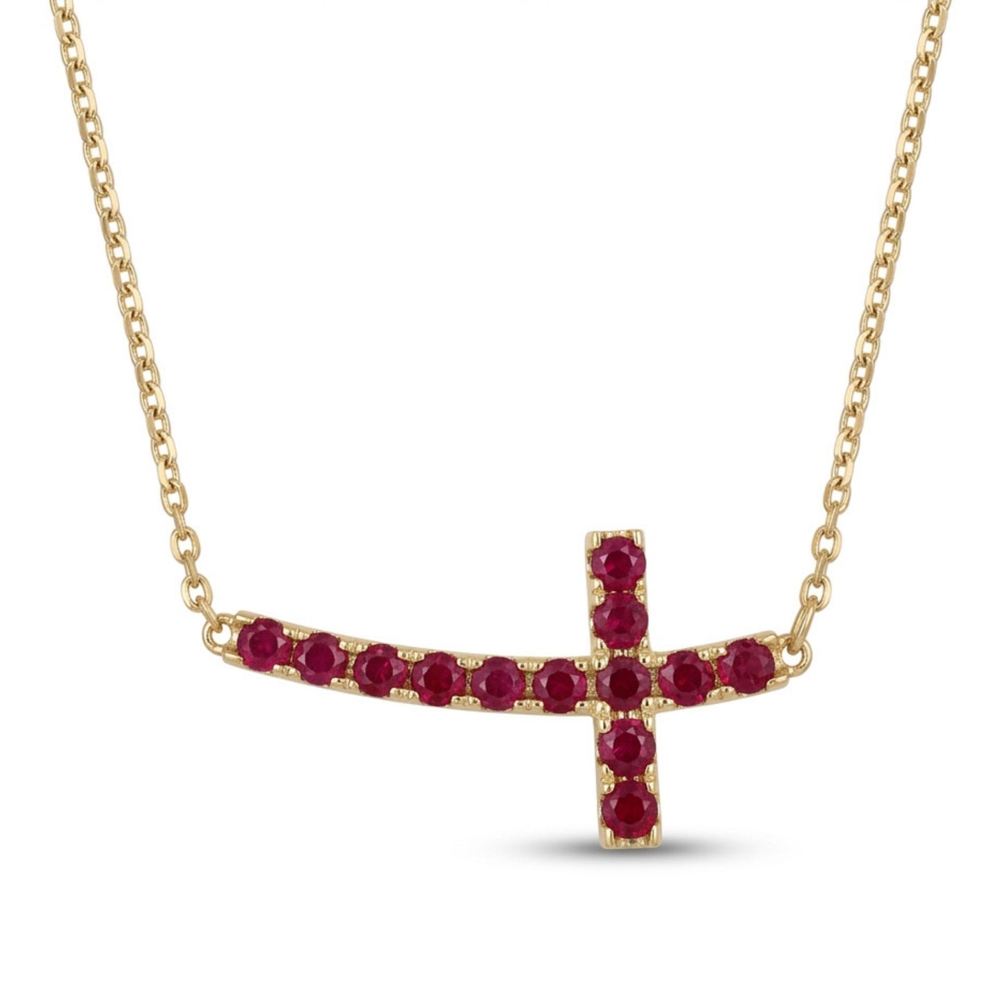 14K 1.43cttw Ruby Cross Necklace