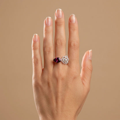 14K 3.40ct Pear Shape Royal Zambaran Garnet 0.38cttw VS White Diamonds Ring