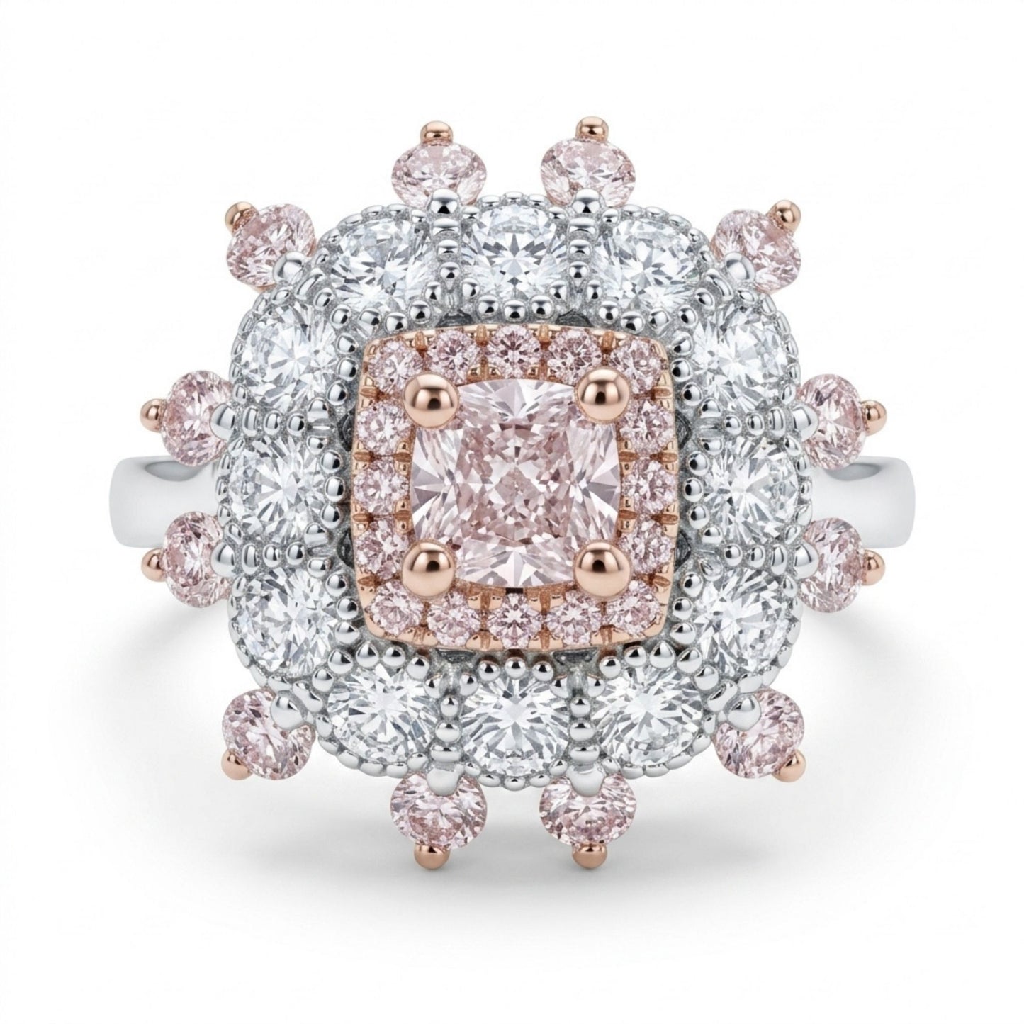 14K 0.30ct Cushion VS1 Pink Diamond 0.93cttw Pink & White Diamonds Ring GIA #2396021866