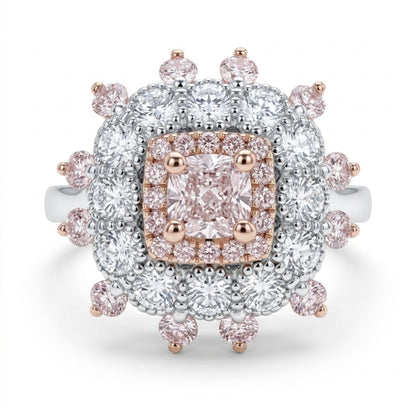 14K 0.30ct Cushion VS1 Pink Diamond 0.93cttw Pink & White Diamonds Ring GIA #2396021866