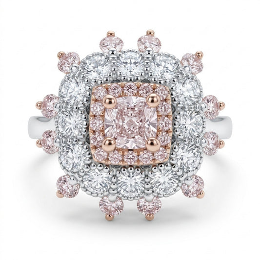 14K 0.30ct Cushion VS1 Pink Diamond 0.93cttw Pink & White Diamonds Ring GIA #2396021866