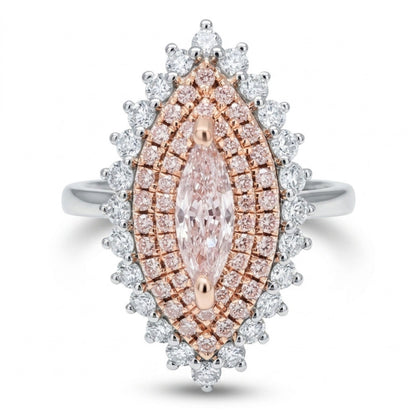 18K 0.32ct Marquise VS2 Pink Diamond 0.75cttw Pink & White Diamonds Ring GIA #5426344245