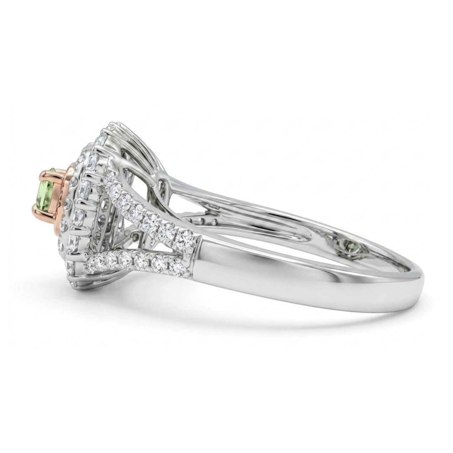 14K 0.21ct Round Green Kornerupine 0.74cttw Pink & White Diamonds Ring