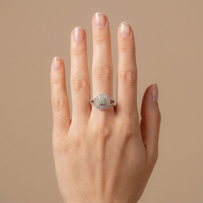 14K 0.21ct Round Green Kornerupine 0.74cttw Pink & White Diamonds Ring