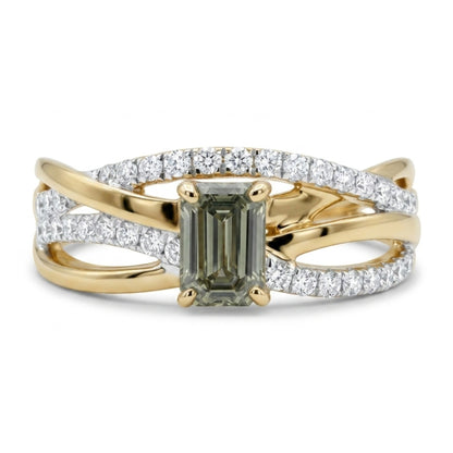 14K 0.50ct SI1 Emerald Cut Chameleon Diamond 0.35cttw VS White Diamonds Ring GIA #6435276396