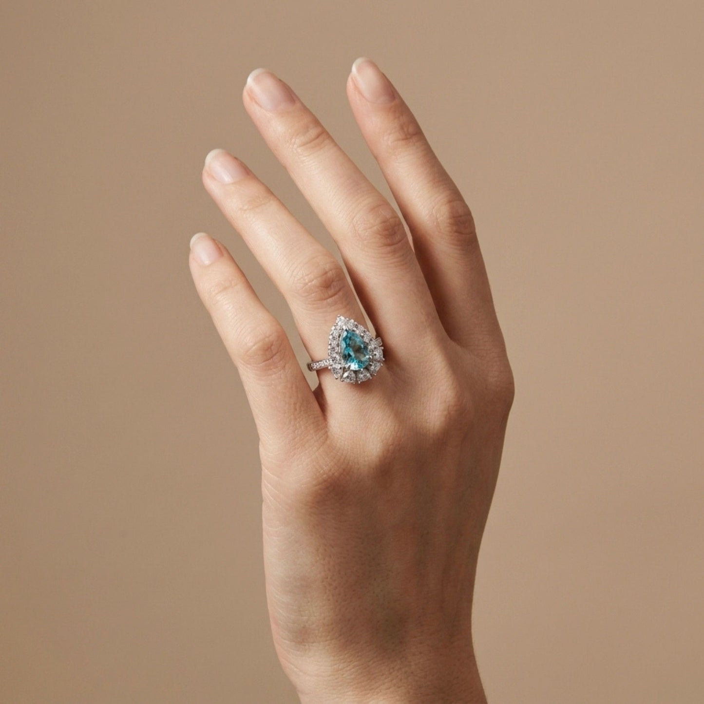 18K 2.52ct Pear Shape Paraiba 1.18cttw VS White Diamonds Ring