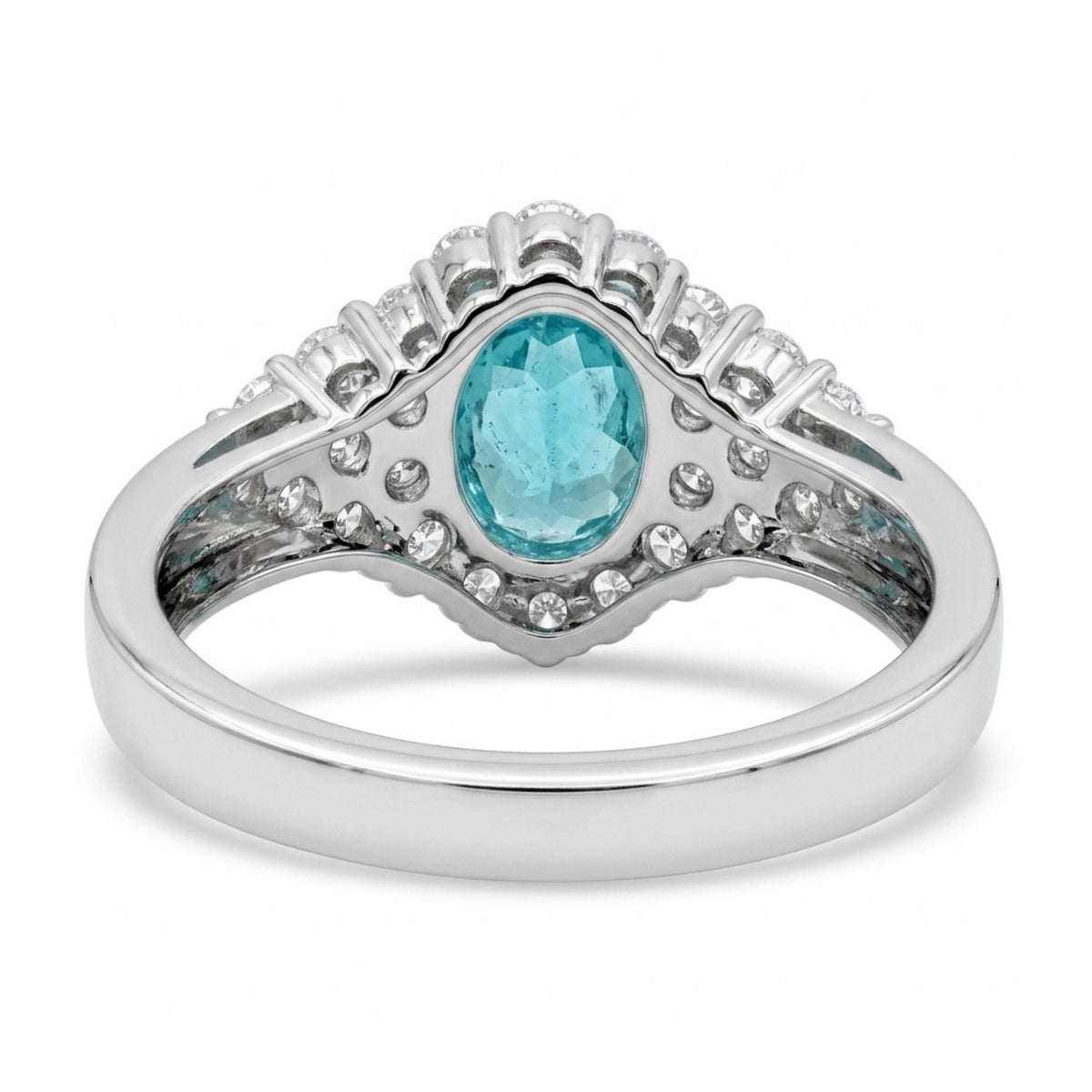 14K 2.28ct Oval Paraiba 1.18cttw VS White Diamonds Ring