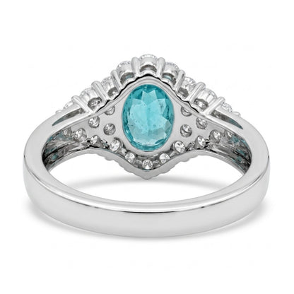 14K 2.28ct Oval Paraiba 1.18cttw VS White Diamonds Ring
