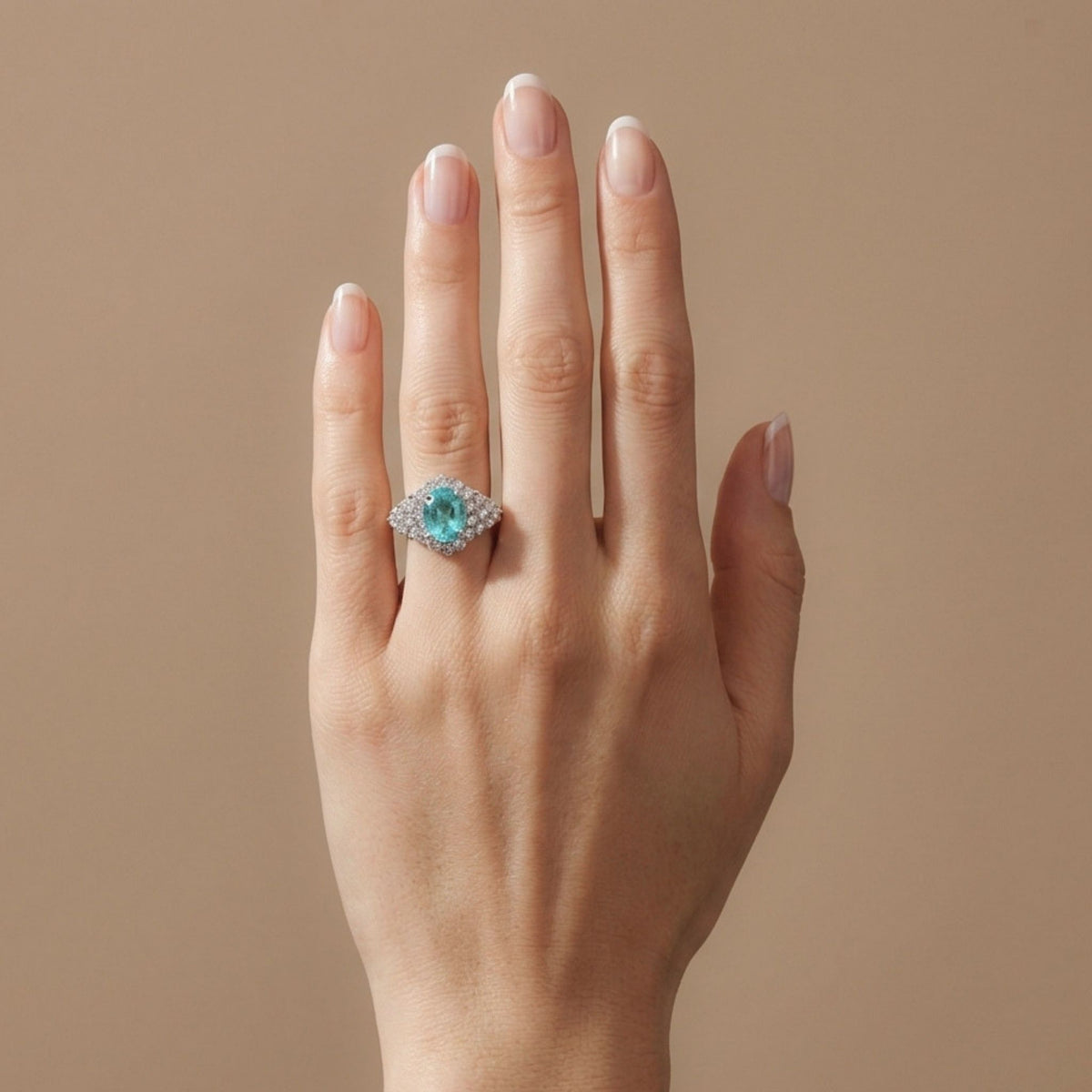 14K 2.28ct Oval Paraiba 1.18cttw VS White Diamonds Ring