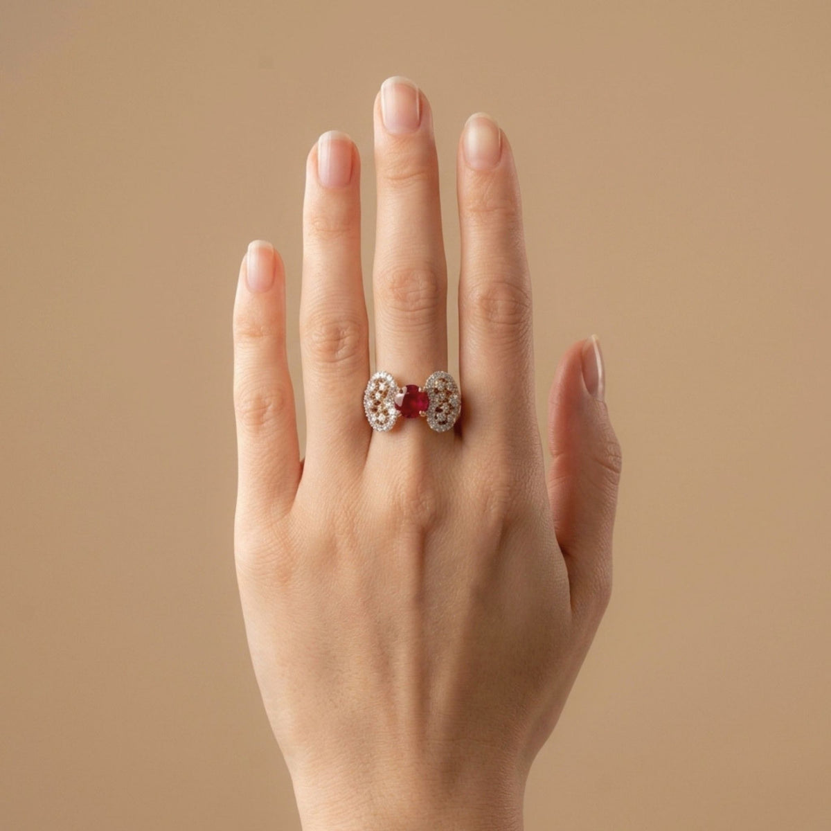 14K 2.07ct Round Burma Ruby 1.09cttw VS White Diamonds Ring