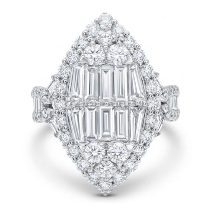 18K 1.95cttw Baguette & Round VS White Diamond Ring