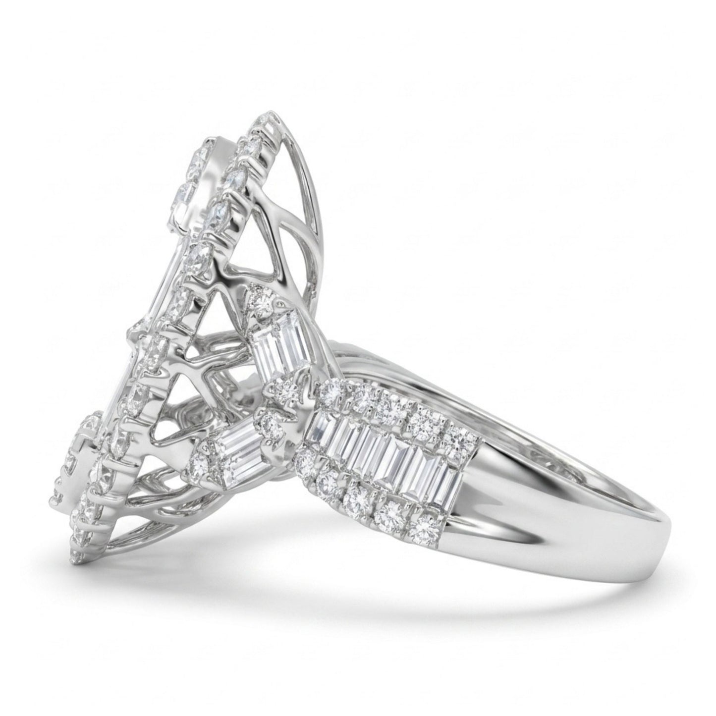 18K 1.95cttw Baguette & Round VS White Diamond Ring