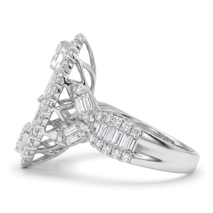 18K 1.95cttw Baguette & Round VS White Diamond Ring