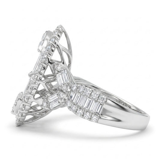 18K 1.95cttw Baguette & Round VS White Diamond Ring