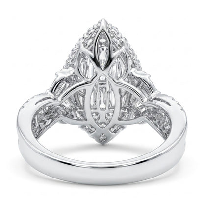 18K 1.95cttw Baguette & Round VS White Diamond Ring