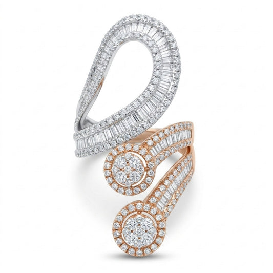 18K 1.20cttw Baguette & Round White Diamond Ring