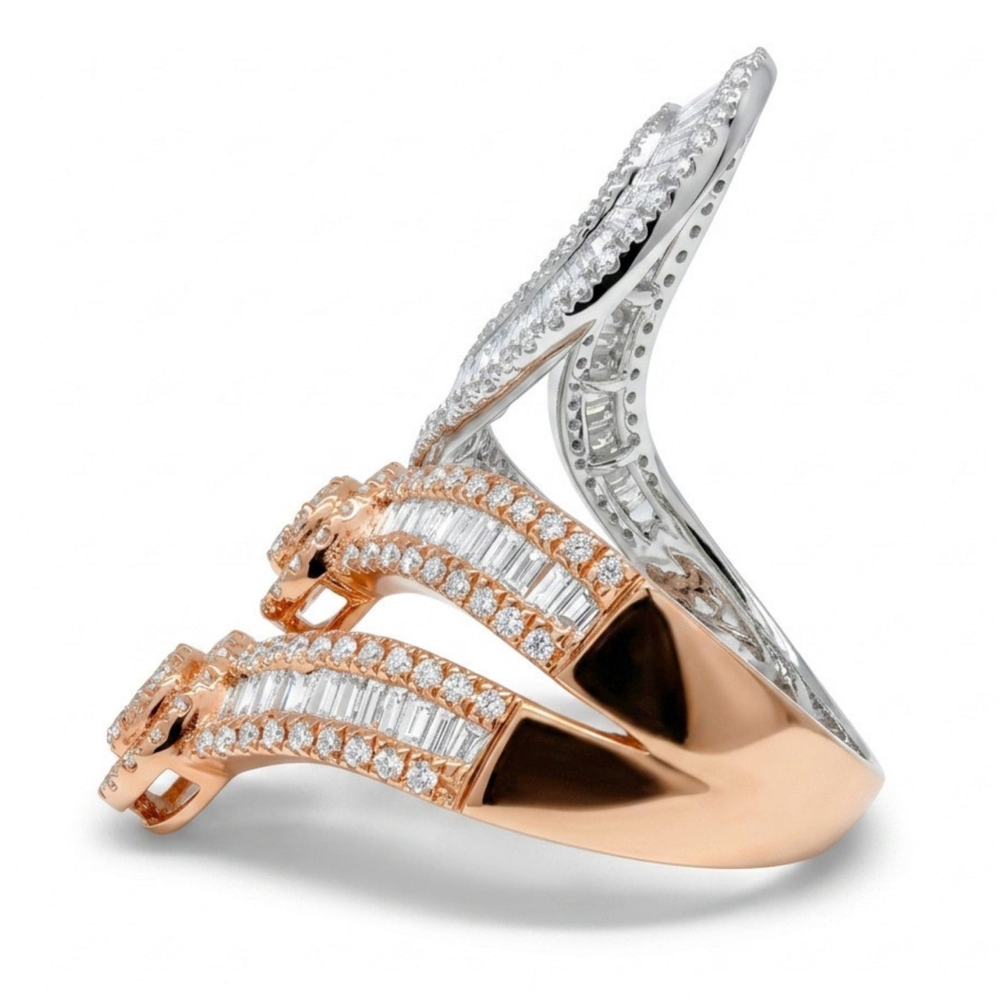 18K 1.20cttw Baguette & Round White Diamond Ring