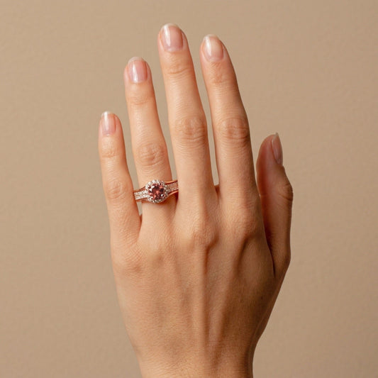 14K 1.22ct Round Imperial Topaz 0.95cttw VS White Diamonds Ring