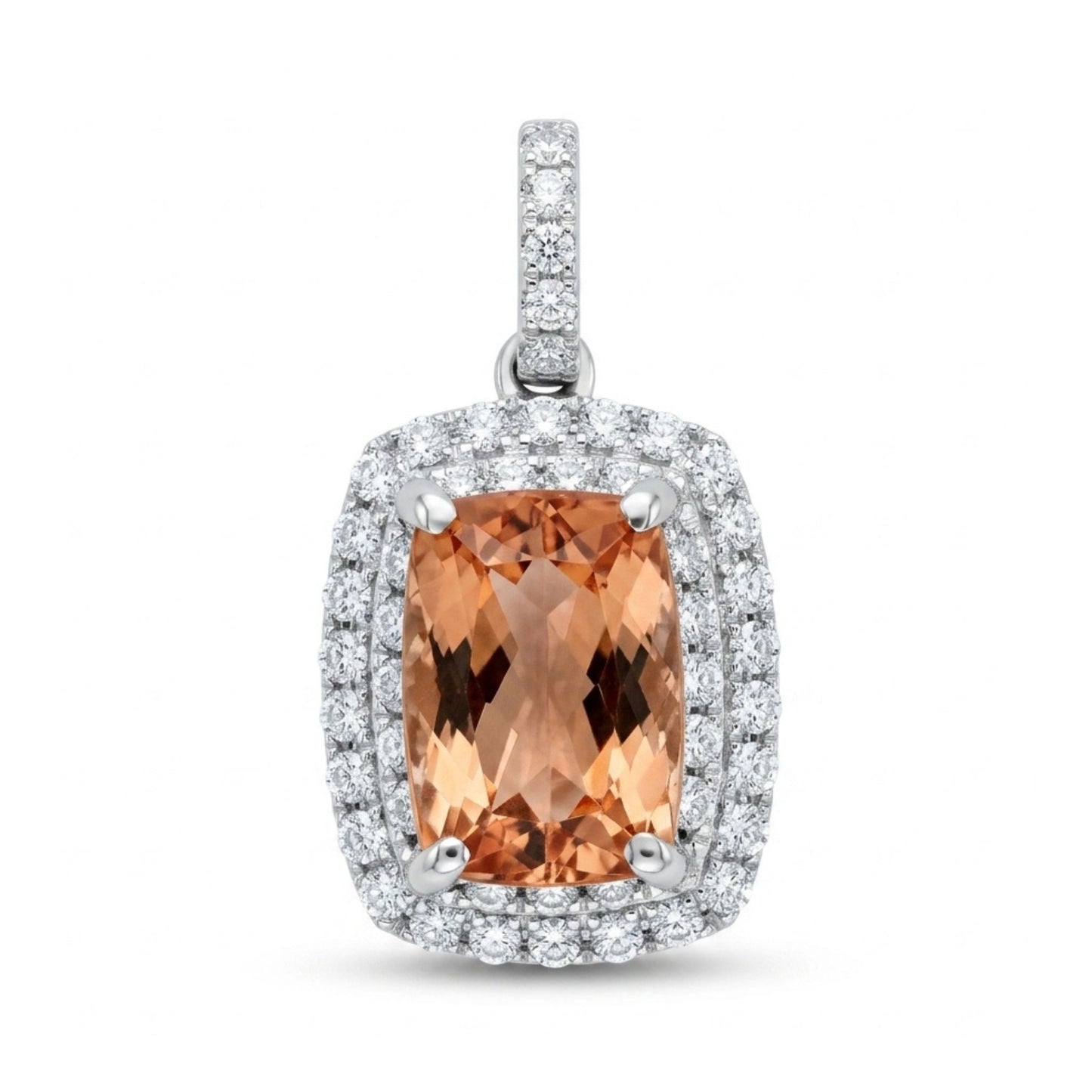 14K 2.48ct Cushion Imperial Topaz 0.42cttw VS White Diamonds Pendant
