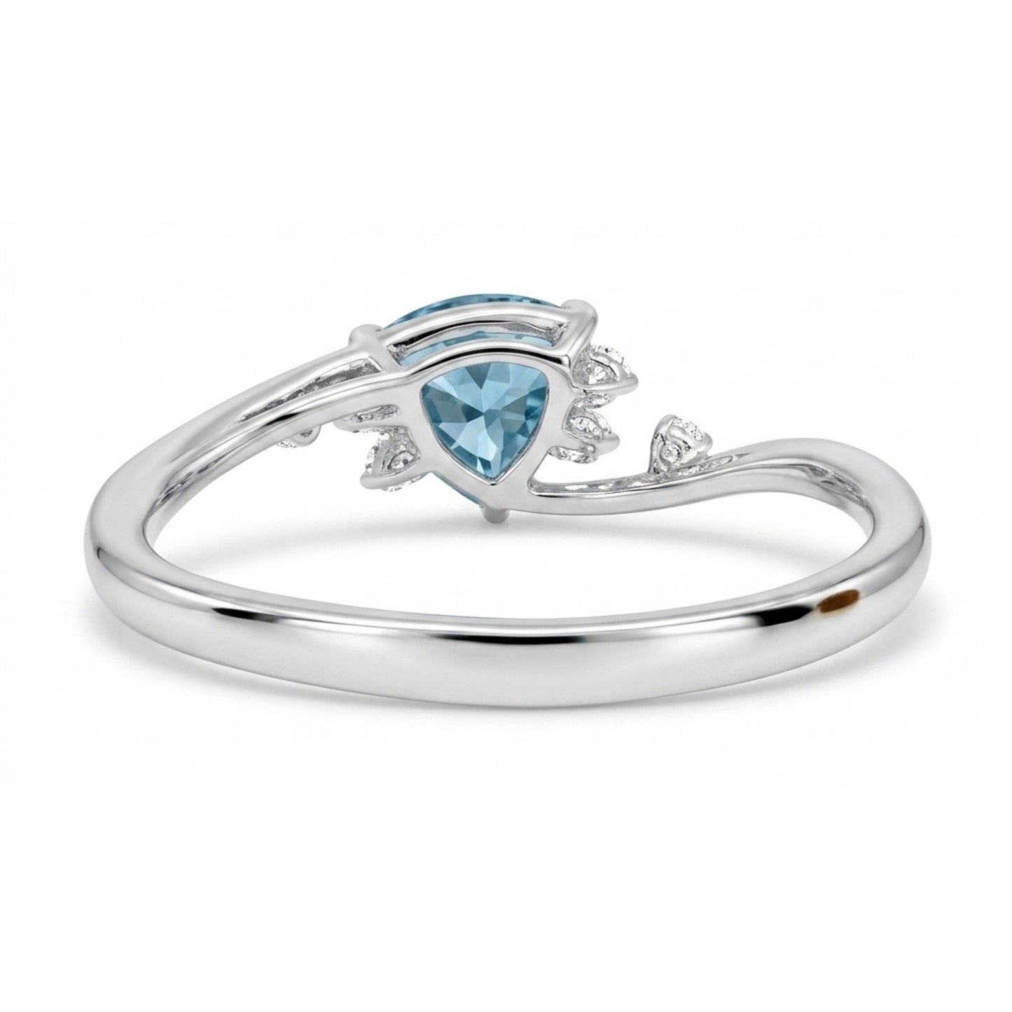 14K 1.30ct Trilliant Blue Zircon 0.09cttw VS White Diamonds Ring