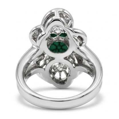 Platinum 1.98ct round trapiche emerald ring with 0.62cttw white diamonds