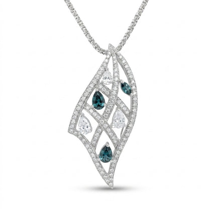 18K 0.53cttw Pear Shape Alexandrite 0.96cttw White Diamonds Necklace