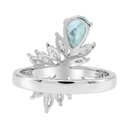14K 1.13ct Pear Shape Paraiba 1.14cttw VS White Diamonds Ring