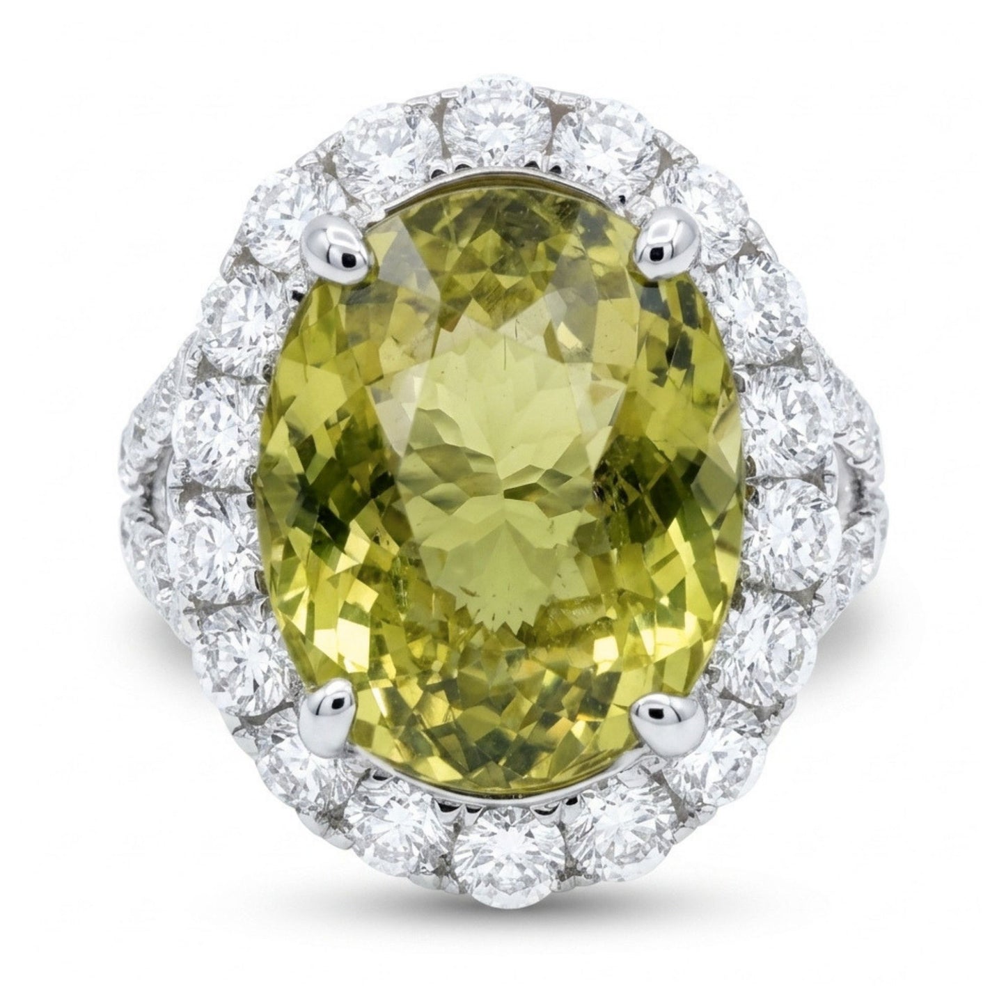 14K 5.58ct Oval Untreated Mali Garnet 1.44cttw VS White Diamonds Ring