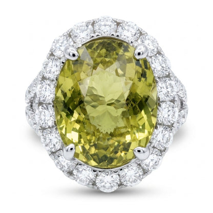 14K 5.58ct Oval Untreated Mali Garnet 1.44cttw VS White Diamonds Ring
