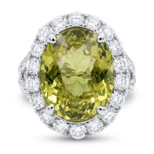 14K 5.58ct Oval Untreated Mali Garnet 1.44cttw VS White Diamonds Ring