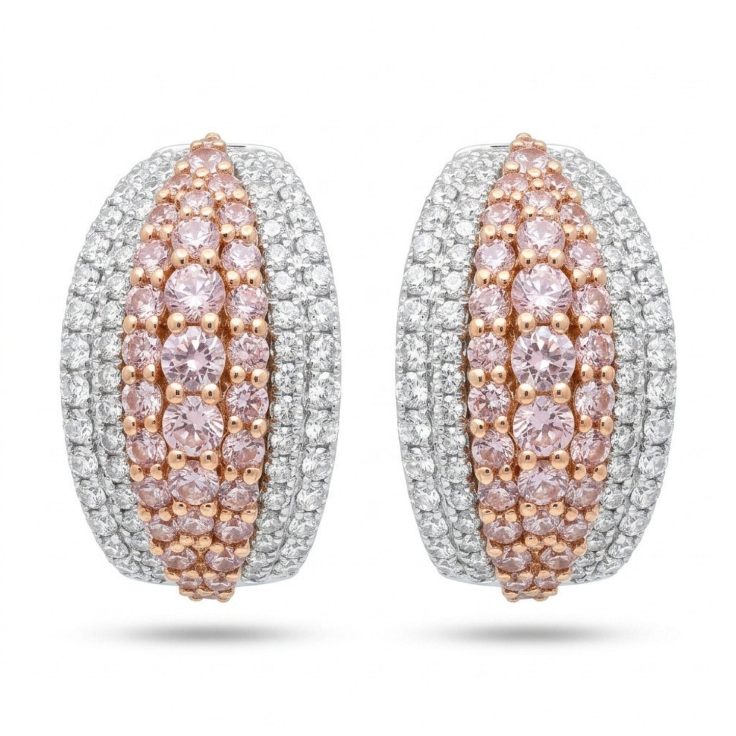 14K 1.46cttw Pink Diamond 1.30cttw VS White Diamonds Earrings