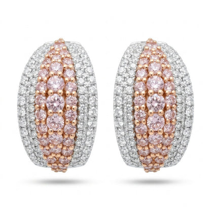14K 1.46cttw Pink Diamond 1.30cttw VS White Diamonds Earrings