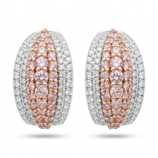 14K 1.46cttw Pink Diamond 1.30cttw VS White Diamonds Earrings