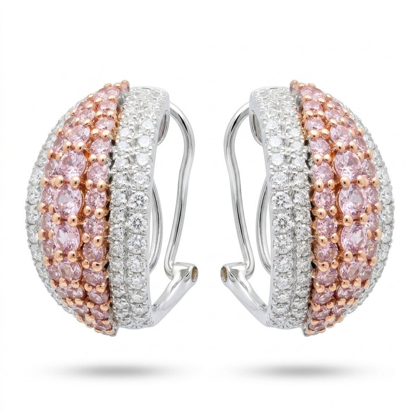 14K 1.46cttw Pink Diamond 1.30cttw VS White Diamonds Earrings