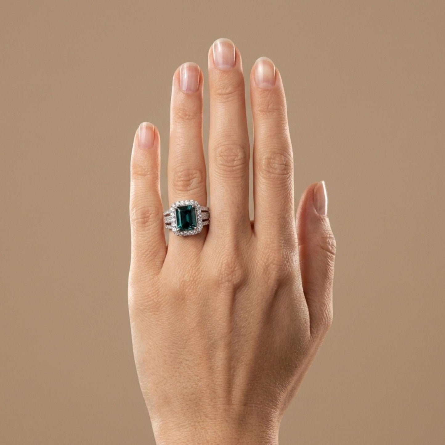 14K 4.33ct Emerald Cut Indicolite 1.11cttw VS White Diamonds Ring
