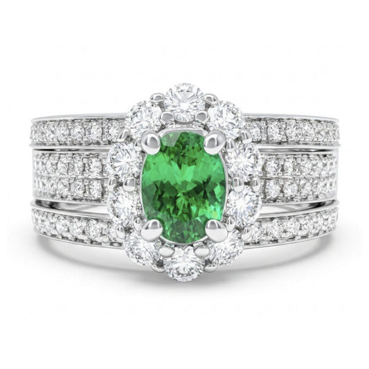 14K 0.43ct Oval Kornerupine 0.82cttw VS White Diamonds Ring