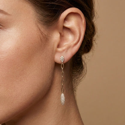 14K 0.71cttw Round White Diamond Link Drop Earrings