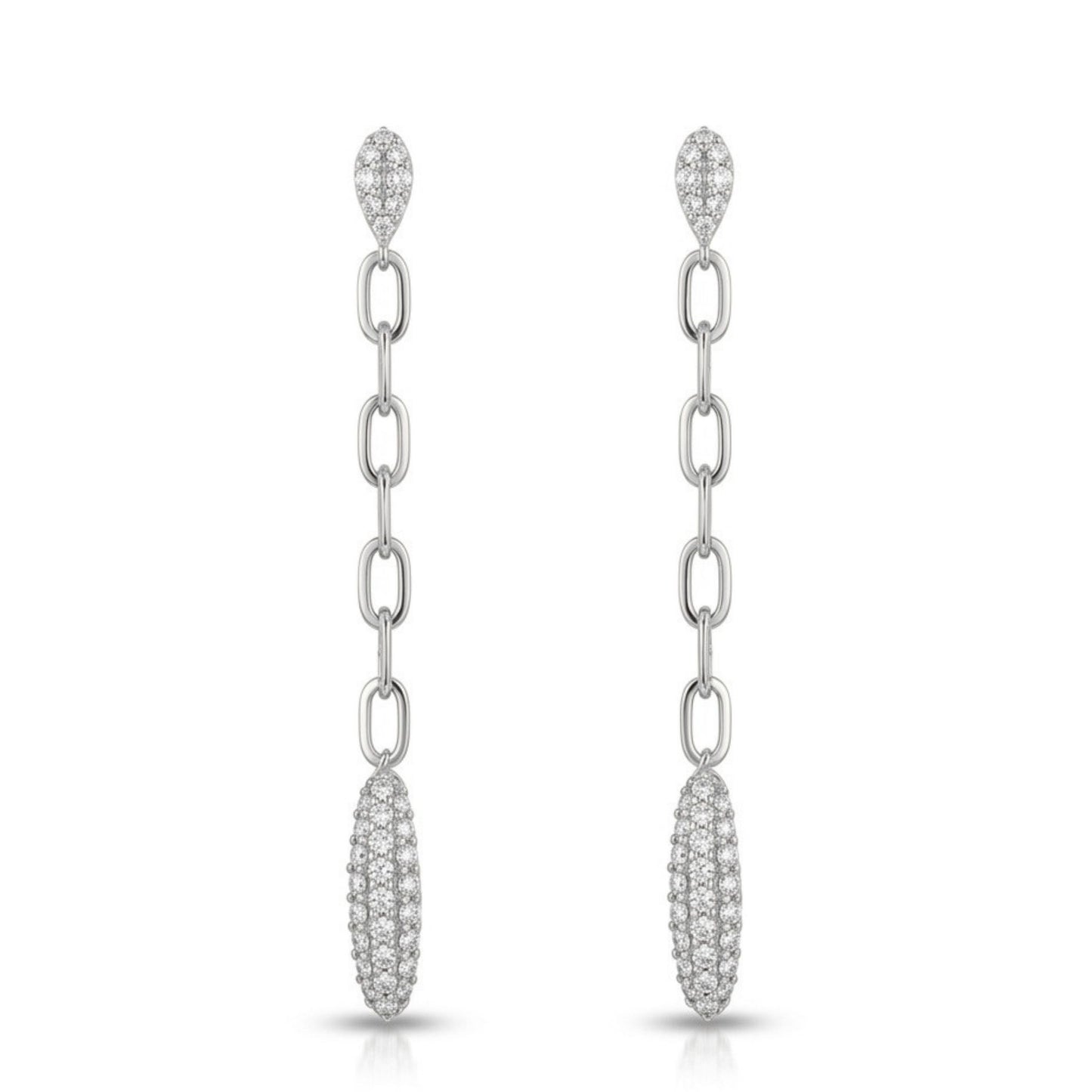 14K 0.71cttw Round White Diamond Link Drop Earrings
