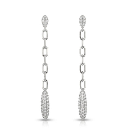 14K 0.71cttw Round White Diamond Link Drop Earrings