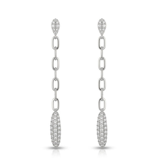 14K 0.71cttw Round White Diamond Link Drop Earrings