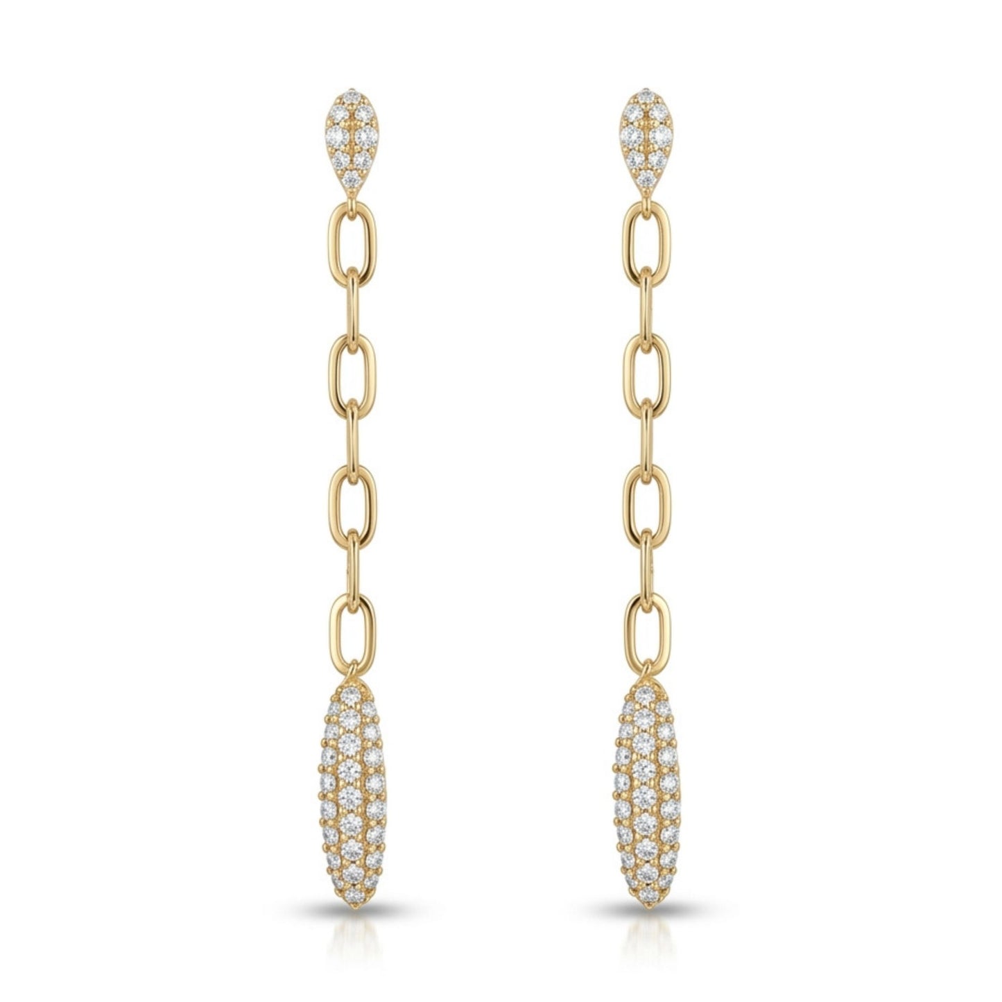 14K 0.71cttw Round White Diamond Link Drop Earrings