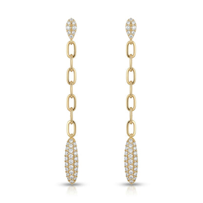 14K 0.71cttw Round White Diamond Link Drop Earrings