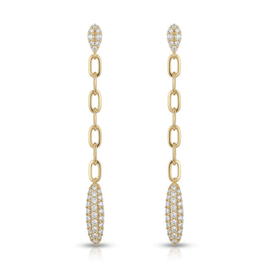 14K 0.71cttw Round White Diamond Link Drop Earrings