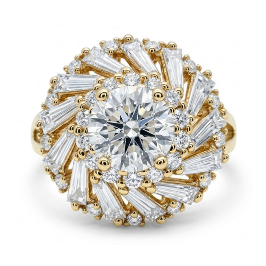 14K 1.04ct Round SI1 Chameleon Diamond 1.24cttw VS White Diamonds Ring GIA #2131311600