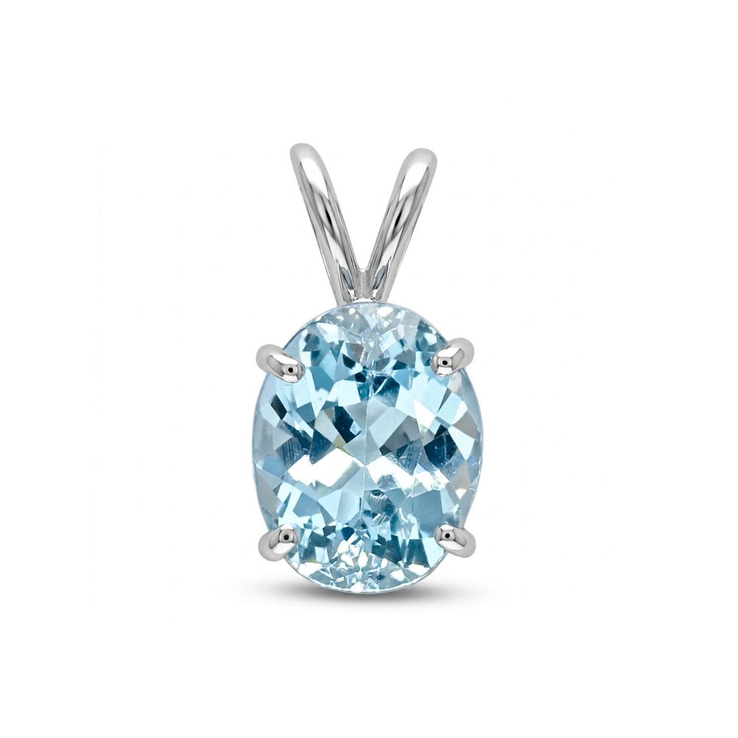 14K 2.31ct Oval Santa Maria Aquamarine Solitaire Pendant