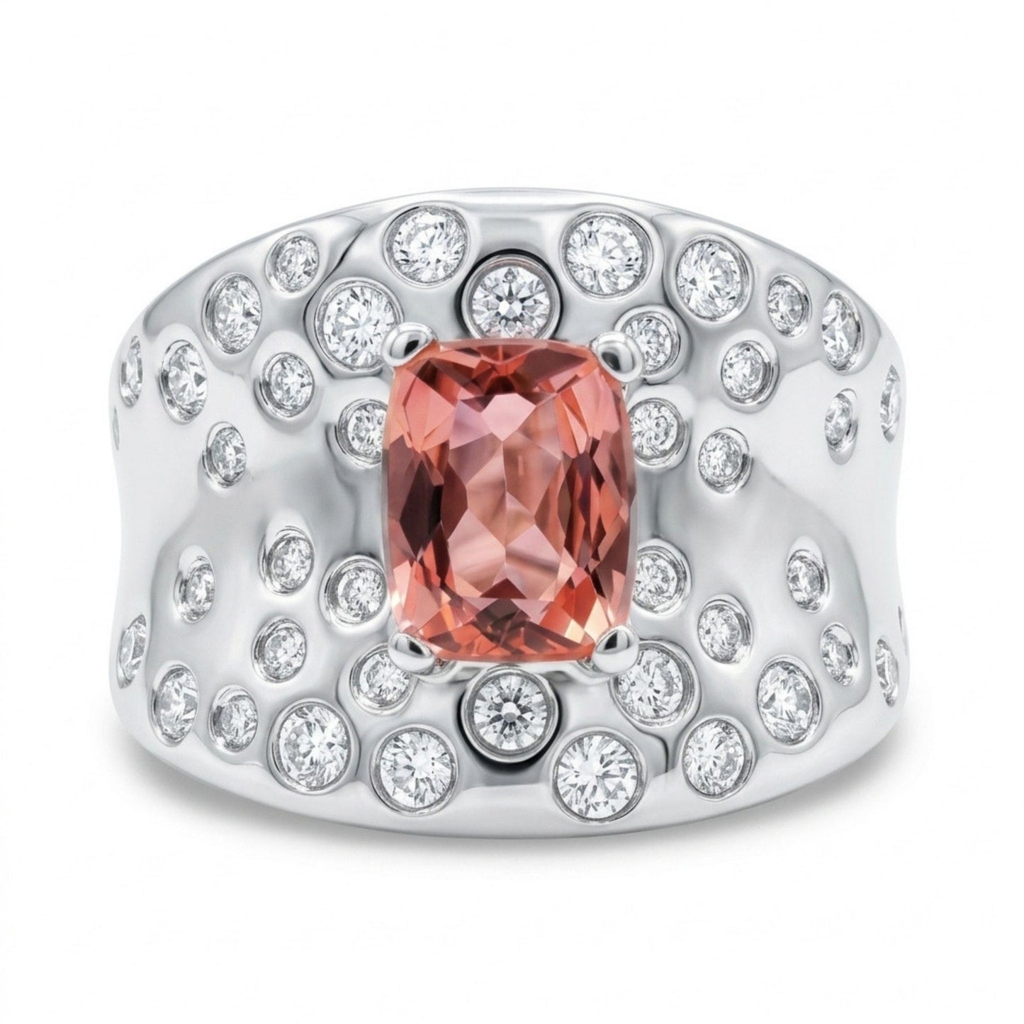 14K 1.24ct Cushion Imperial Topaz 0.53cttw VS White Diamonds Ring