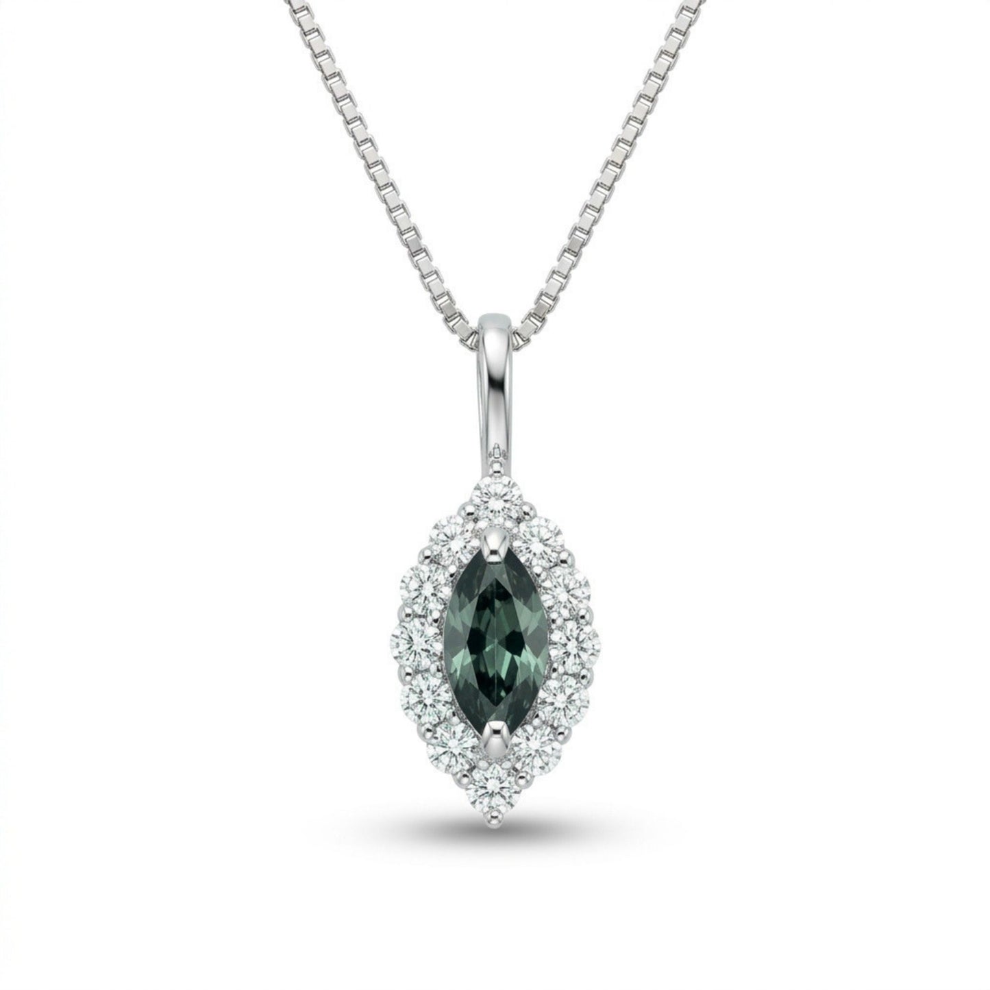 Platinum 0.25ct Marquise Brazilian Alexandrite 0.18cttw White Diamonds Necklace