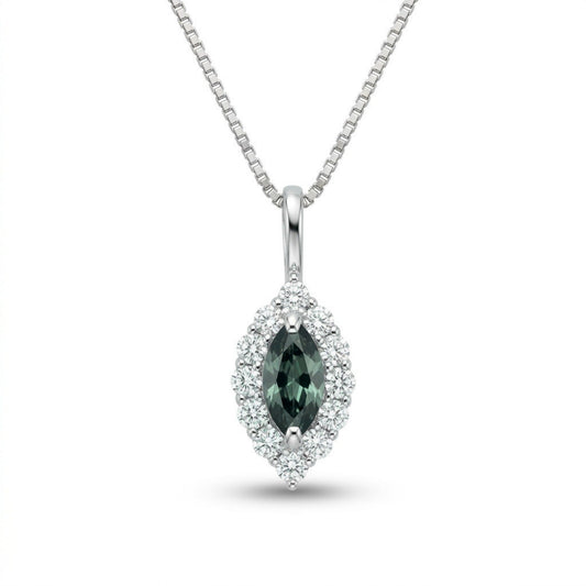 Platinum 0.25ct Marquise Brazilian Alexandrite 0.18cttw White Diamonds Necklace